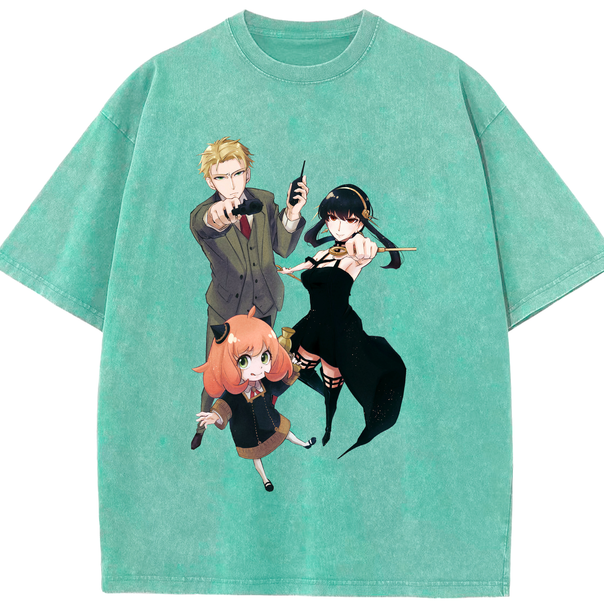 （画像用） SPY×FAMILY间谍家家酒 綿100% ヴィンテージ風 半袖Tシャツ（フロントプリント）